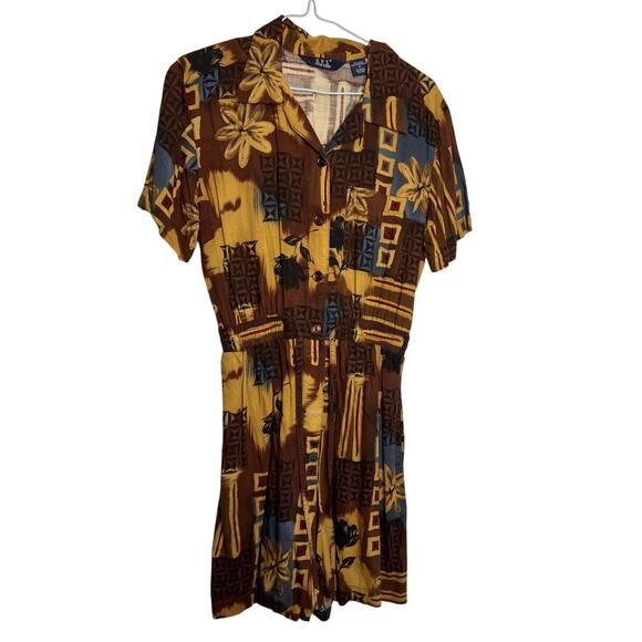 Vintage 80's DPS Petite Shorts Romper Playsuit Sz SM Brown,Tan,Black - Picture 1 of 9